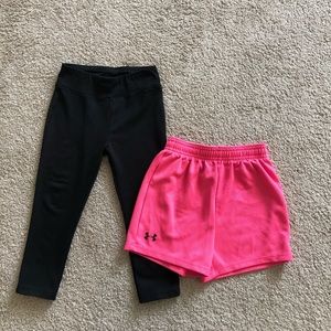 Girls Under Armour leggings and shorts